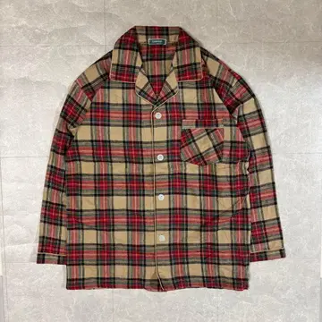 아메카지 플란넬 셔츠 코튼 셔츠 체크 빨간색 베이지 면100 구제 의류