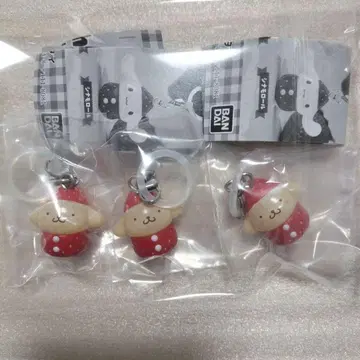 산리오 캐릭터즈 딸기 메지루시 액세서리 폼폼푸딩 3개