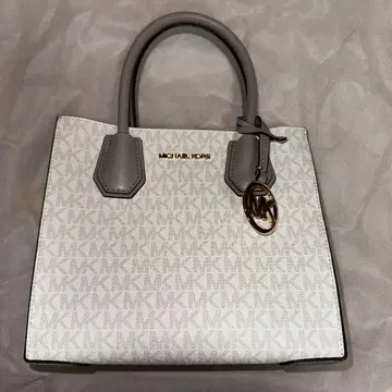 MK 로고 프린트의 화이트 그레이 미니 숄더백