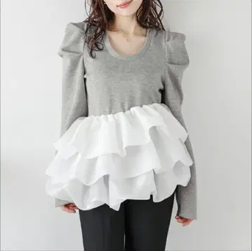 [ AMELY ] 벌룬 프릴 도킹 상의