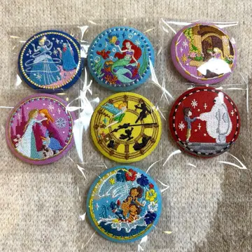 디즈니 자수 캔뱃지 7개 세트 신데렐라 아리엘 라푼젤 안나
