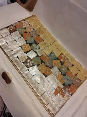 다색 패치워크 풍 패턴 오비