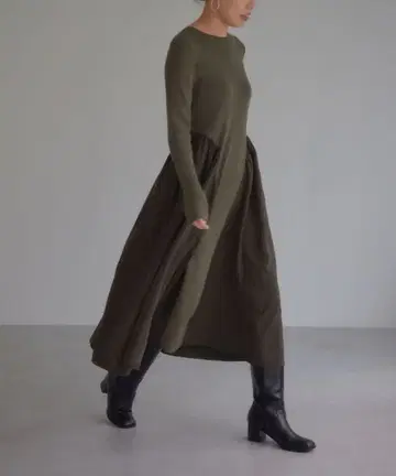 미사용 새상품 EMMEL REFINES 원피스 올리브 M