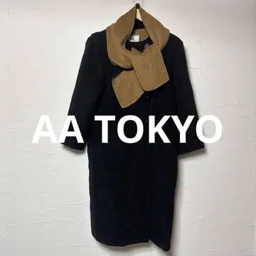 AA TOKYO 울 머플러 롱 코트 / 블랙