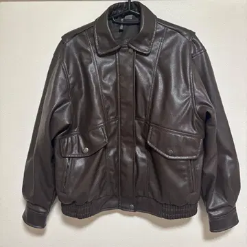 H&M 다크 브라운 페이크 레더 자켓
