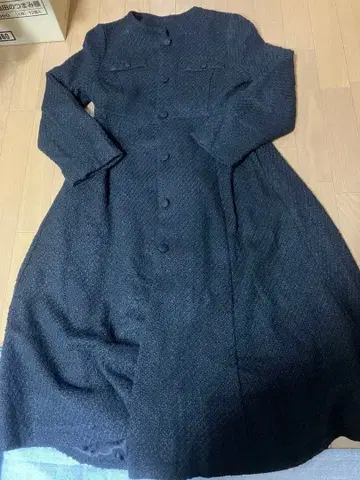 JUNOAH 노카라 코트 L 블랙 여성용 롱 코트