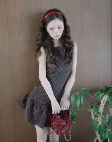 타탄 체크 슬리브리스 미니 원피스 Darich