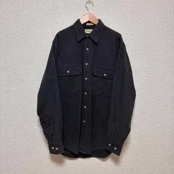 90s St.John's Bay 샤모아 크로스 셔츠 블랙 M