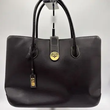 긴자 카네마츠 다크 브라운 가죽 핸드백