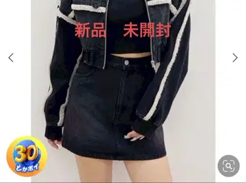 EVRIS 블랙 데님 미니 스커트