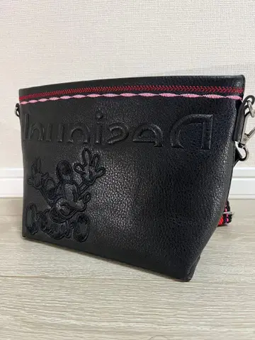 [컨디션 최상] 데시구알 미키마우스 크로스바디 숄더백 가죽 블랙