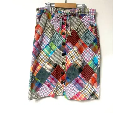 새상품 XXX H.I.T project 컬러풀 체크 패치워크 스커트
