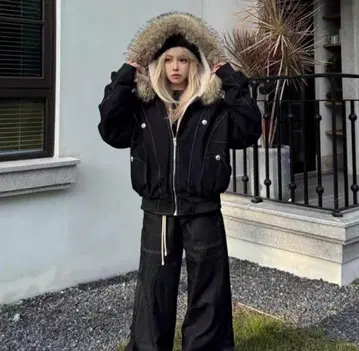 퍼 자켓 Y2K BLACK