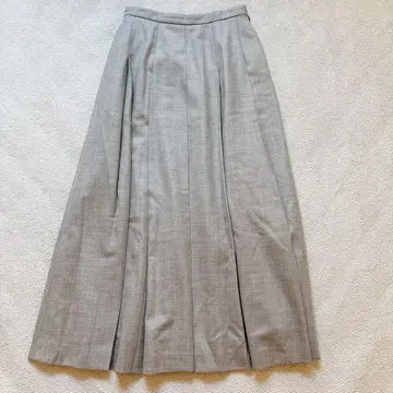 새상품급 에부르 ebure 플리츠 스커트 울 롱 그레이 36