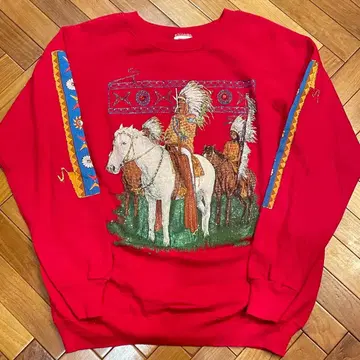 VINTAGE 90s HANES 네이티브 아메리칸 미국 제조