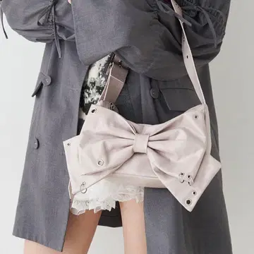 리본 벨트 핸드백 핑크