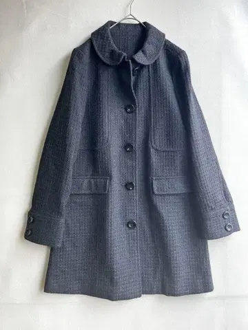 펄스 코퍼레이션 여성용 쇼트 칼라 코트 L 울 혼방 그레이