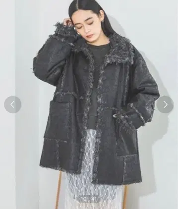 JEANASIS 플리스 무스탕 코트 블랙