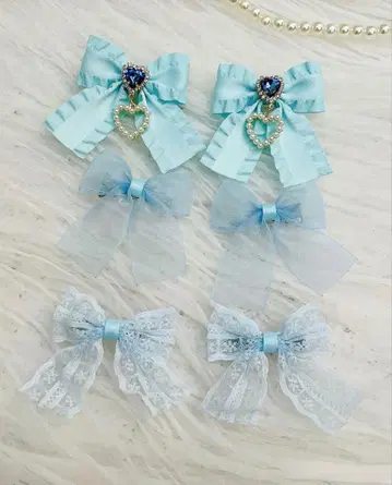 ROJITA 리본 클립 6개 세트 스카이블루