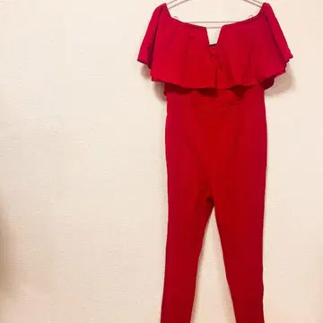 새상품급 오프숄더 [S] 올인원 레드 프릴 빨간색