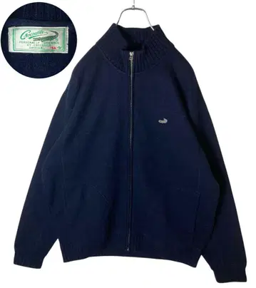 자수 크로커다일 원포인트 로고 x 심플 네이비 울 블루종 LL 사이즈