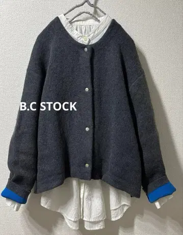 B.C STOCK SIMPLICITE 2층 스무스 니트 블루종 그레이