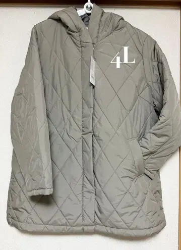 빅 사이즈 후드 부착 퀼팅 코트