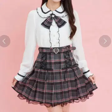 Secret Honey 레이스업 요크 플리츠 스커트