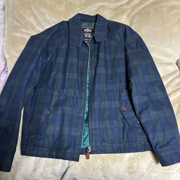 VAN 체크 무늬 점퍼 네이비/그린