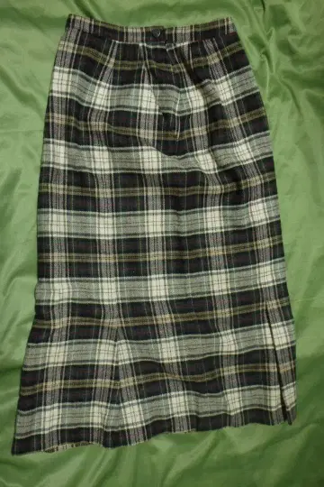 구제 의류 COLLECTIONS'Y 롱 스커트 울 체크 무늬