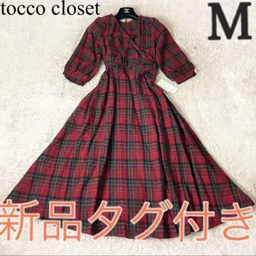 20 토코 클로젯 롱 원피스 체크 레드 빨간색 A라인 M