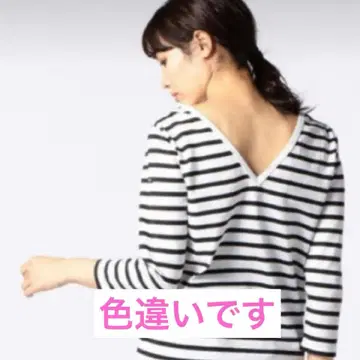 택 포함 Leminar 화이트 블루 스트라이프 7부 소매 상의 T1