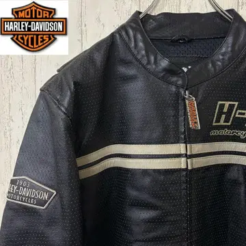 [ 초레어 ] 할리데이비슨 가죽 자켓 라이더 자켓 블랙 자수