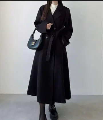 더블 버튼 플레어 롱 체스터 코트 Meier