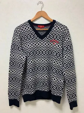 Callaway 지그재그 스웨터 LL 사이즈 네이비/화이트