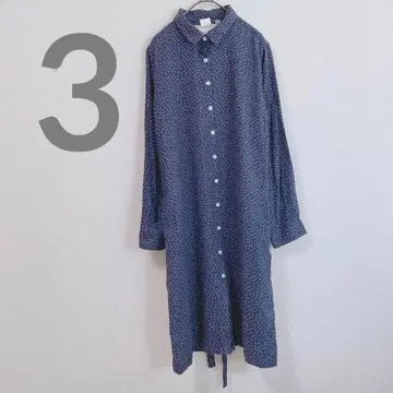 니코앤드 무릎 기장 셔츠 원피스 도트 무늬 네이비 캐주얼 사이즈 3