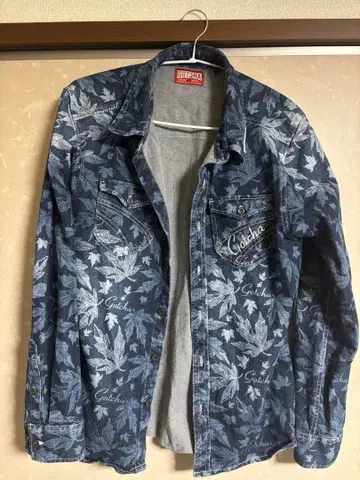 [ 레어 ] GOTCHA 갓차 올 패턴 데님 셔츠 자켓 자수 로고