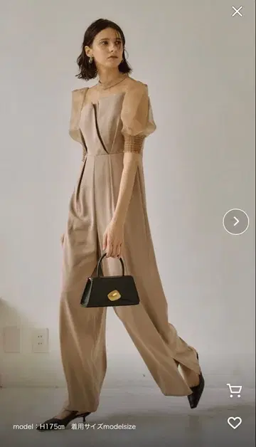 LE'RURE 시스루 퍼프 슬리브 팬츠 드레스