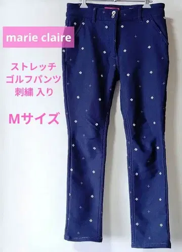 marie claire 골프 팬츠 네이비 자수 여성용 스트레치