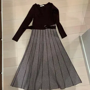 MERCURYDUO 체크 무늬 롱 원피스