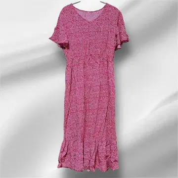 플라워 프린트 롱 원피스 100% 레이온 빨간색 레드 미니 꽃무늬