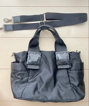 안나수이 블랙 2WAY 백 버터플라이 토트 숄더 블랙 나일론