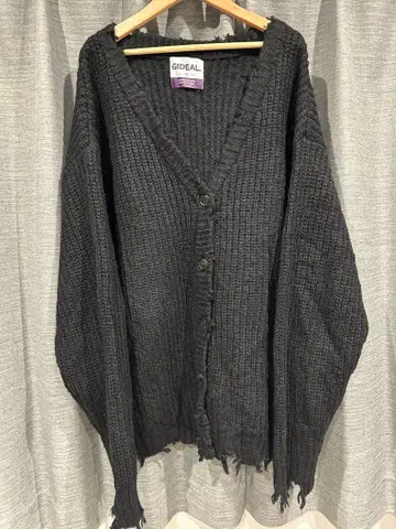 GIDEAL clash mohair cardigan(black)