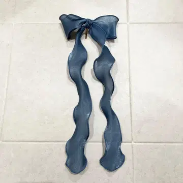 포니 후크 리본 블루 라메 헤어핀 헤어 액세서리 결혼식