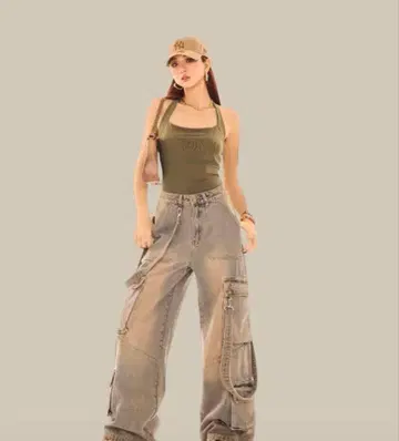 지하인 온라인 워시드 서스펜더 데님