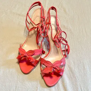 REBACCA TAYLOR 꽃 모티브 비즈 장식 핑크 샌들