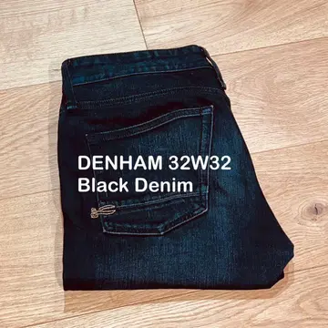 DENHAM 덴함 블랙 데님 슬림핏 RAZOR 금 자수