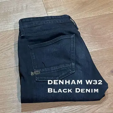DENHAM 덴함 블랙 데님 슬림핏 RAZOR 금 자수
