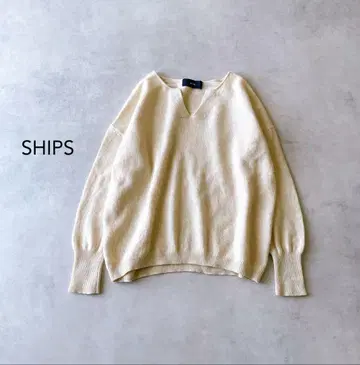 [쉽스] 울 캐시미어 키넥 리브 니트 아이보리 SHIPS
