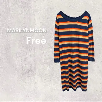 마릴린 문 보더 튜닉 긴팔 골드 버튼 FREE 성숙 캐주얼